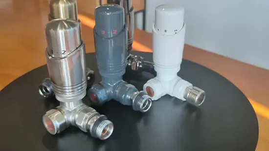 Conjunto de válvula termostática do radiador polido e cromado com válvula de proteção e tipo de ângulo de cabeça Trv